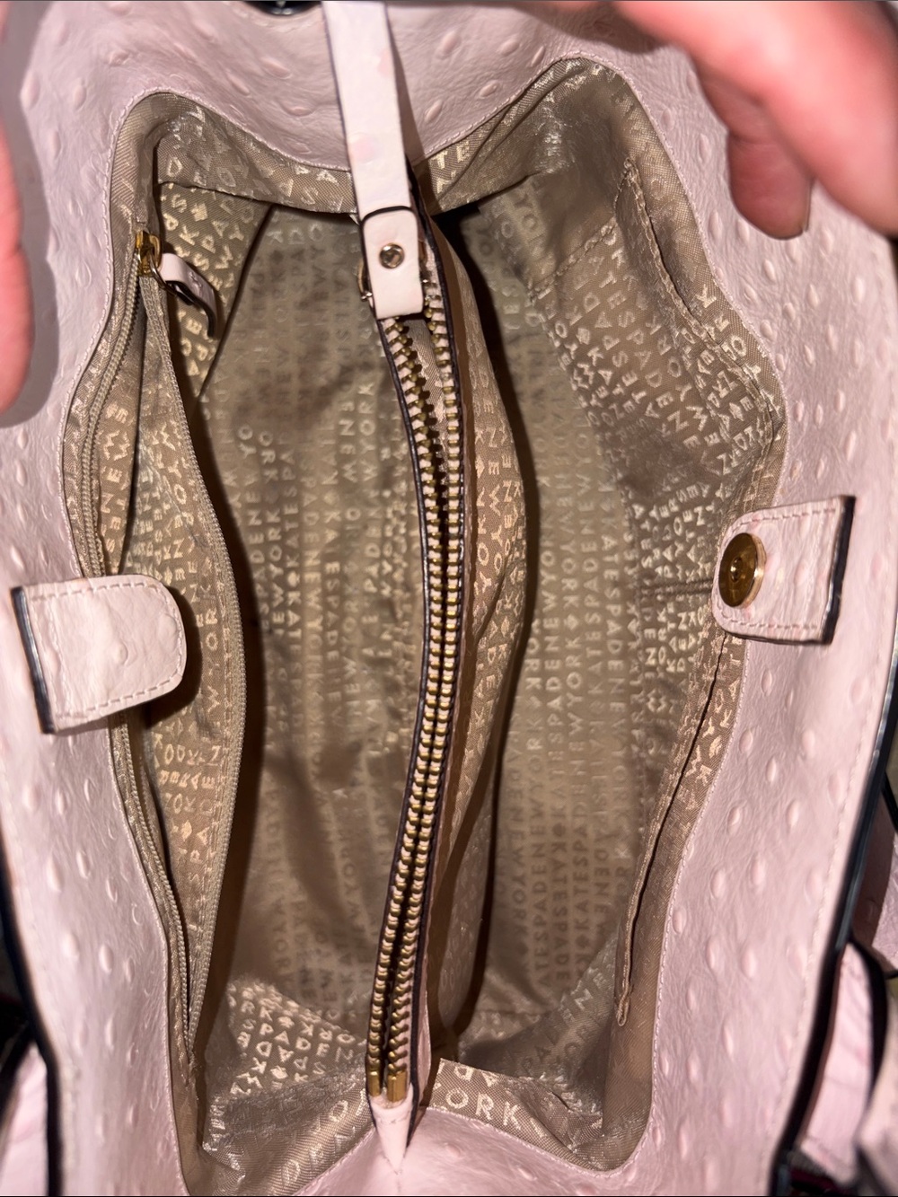 Blush Pink Ostrich-Texture Bow Satchel Handbag - Picture 7 of 10